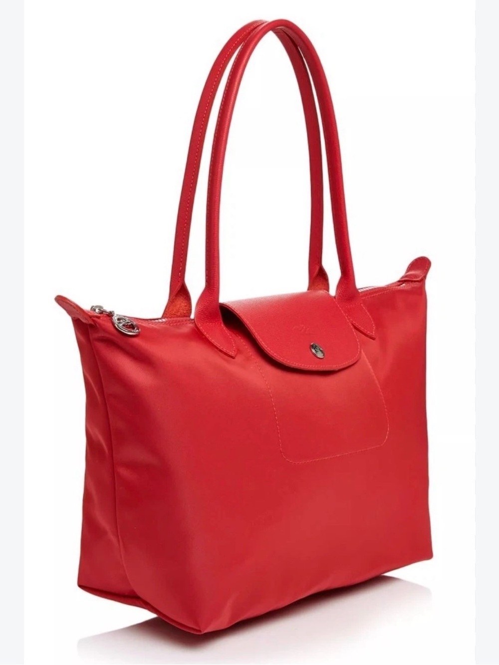 Longchamp Red Tote Bag with Double Shoulder Straps